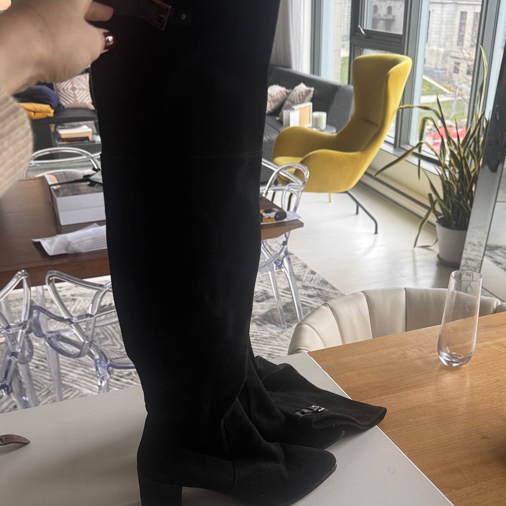 Never worn!!  Black suede Over the Knee Women's Boots